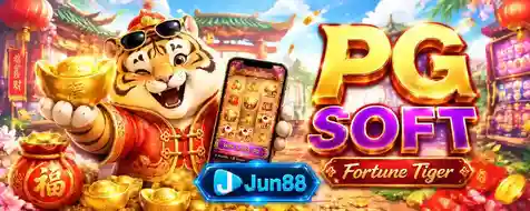 Logo PG Soft - provider game global dengan 65 judul game dan RTP rata-rata 96.3% di Jun88